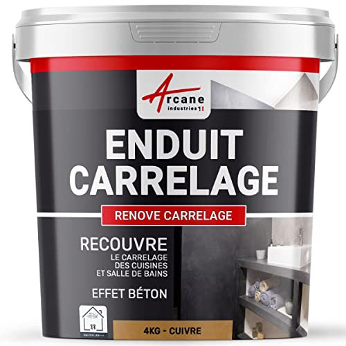 Enduit carrelage, salle de bain, cuisine, mural et sol, recouvre et rénove, faïence, masquage, renove carrelage - 4 kg (environ 2,6 m²) Cuivre - ARCANE INDUSTRIES