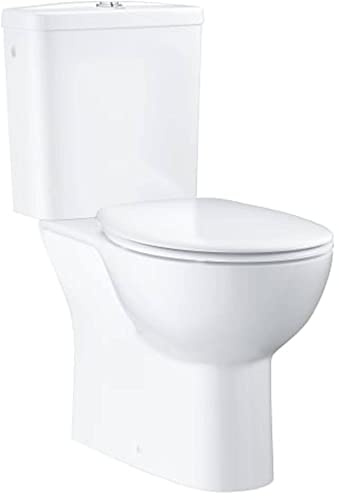 Ensemble de toilettes au sol à fond creux Grohe BAU KERAMIK avec rebord de chasse d'eau du lave-vaisselle. 3/6 l blanc alpin