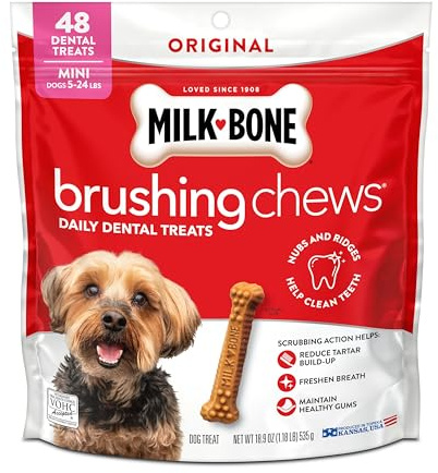 Milk-Bone Brushing Chews Original Chicken Flavor Daily Dental Dog Treats, Mini, 18.9 Oz. Bag