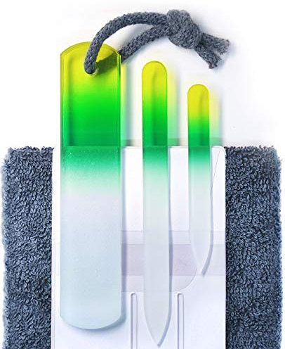 Echtes Tschechisches Glasnagelfeilen Set – Hornhautentferner Fußraspel, Beidseitig geätzte Schleiffläche, Maniküre und Pediküre, Professionelle Nagelpflege und Design, kein Abnutzen, EU-Qualität