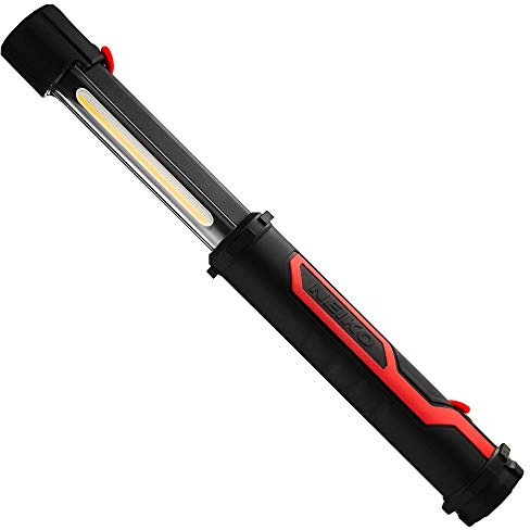 NEIKO 40337A Cordless 10-Watt 2-in-1 COB LED and UV Work Light with Rechargeable 4000-mAh Li-Ion Battery, Up to 8 Hours Run Time, Magnetic with 2 Swivel Hooks