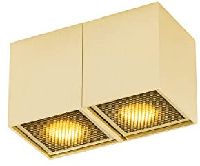 QAZQA - Design Design-Spot I Spotlight I Deckenspot I Deckenstrahler I Strahler I Lampe I Leuchte Gold I Messing 2-flammig-flammig - Qubo Honey I Wohnzimmer I Schlafzimmer - Aluminium Rechteckig - LED