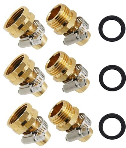 YuanTenhwy 1,9 cm Aluminium-Gartenschlauch-Reparatur-Set mit Klemmen, passend für 1,9 cm oder 1,6 cm Gartenschlaucharmatur, für Wasserschlauch-Reparatur, 3 Sets