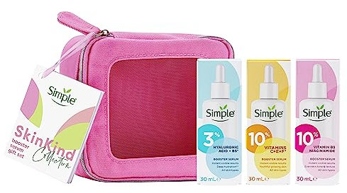 Simple Booster Face Serum Collection Gift Set, Vitamin C+E+F, Hyaluronic Acid & Niacinamide, For Hydrated, Glowing & Balanced Skin 3 x 30 ml