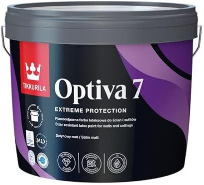 TIKKURILA Pintura de pared para techo, color gris optiva satinado, color gris oscuro, 2,7 l