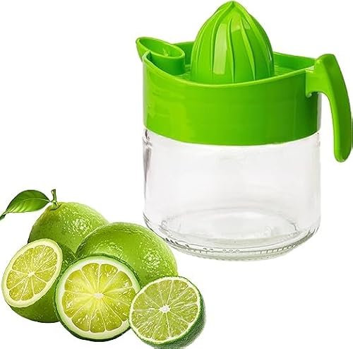 4All Presse-citron manuel non électrique - Extracteur de jus de fruits sans BPA - Citron vert - Orange - Base en verre - Presse à agrumes portable - 300 ml (vert)