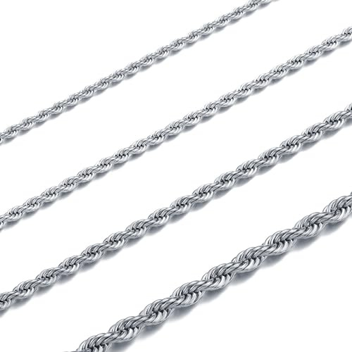 RWQIAN Repkedja män kedja silver/guld/svart rostfritt stål tvinnad kedja bredd 2/2,5/3/4 mm dam halsband längd 45–60 cm