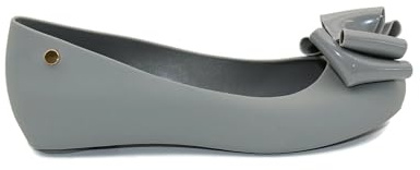 Womens Ladies Flat Peeptoe Casual Office Jelly Bow Slip ON Shoes Ballerina Pumps (Grey, UK Footwear Size System, Adult, Women, Numeric, Medium, 6)