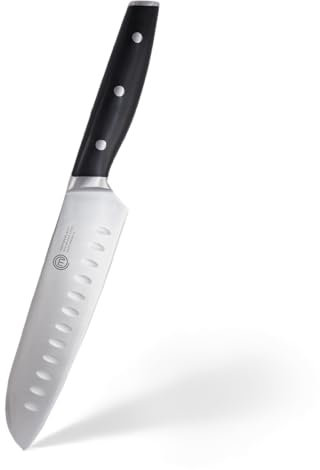 MasterChef Coltello Santoku Professionale, Acciaio Inox ad Alto Carbonio, Manici Tripli Rivettati, Codolo Pieno con Bolster, Lama da 18cm