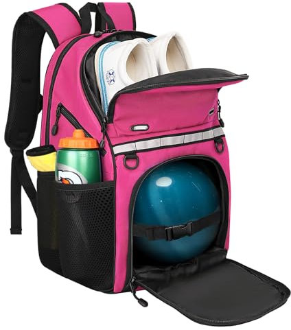 Goloni Bowling-Rucksack, Bowlingtasche mit Schuhfach bis Größe 44, Bowlingtasche mit gepolstertem Ballhalter