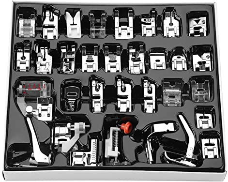WPKD BLUEIY 32 Pièces Pieds de Biche Machine à Coudre,Pieds-de-Biche Pieds Presseurs Set,pour Machines à Coudre avec Boîte de Rangement
