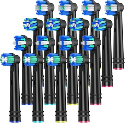 REDTRON Ersatzbürstenköpfe Kompatibel mit Oral B, 16 Stück Familienpackung Zahnbürstenköpfe für Oral B, Funktioniert mit Precision, Whitening und Floss-Schwarz