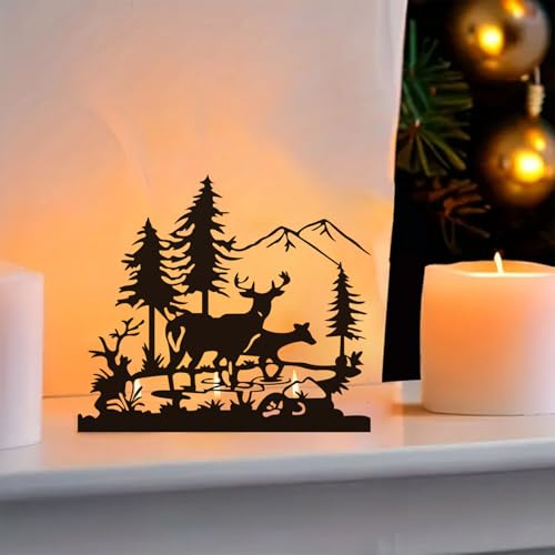 Corona dell'Avvento in Metallo Nero - Portacandele Moderno Rettangolare - Vassoio per Candele - Decorazione Natalizia