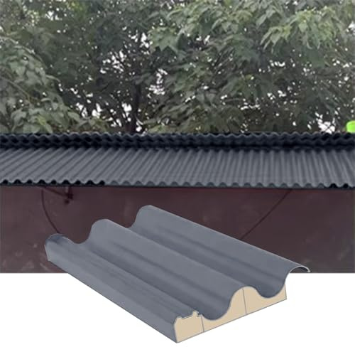 Paneles para Tejado Paneles de Cubierta de Toldo de Aluminio, Paneles Laterales de Bricolaje, Tejas para Techos con Relleno de Policarbonato, Paneles de Techo de Metal para Paneles de Pared(Gray,L-1.5