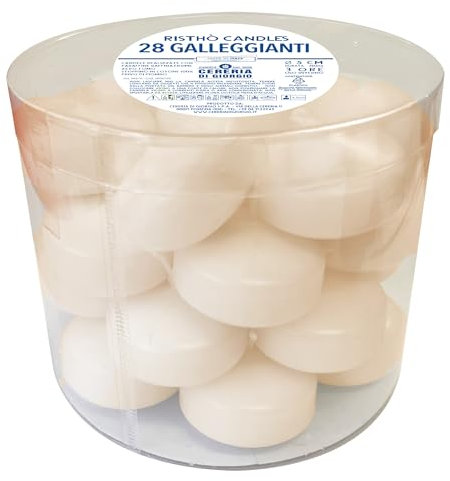 Confezione da 28 Candele Galleggianti - Diametro 5 cm - 5,5 Ore di Durata - Colore Cipria - Cereria Di Giorgio