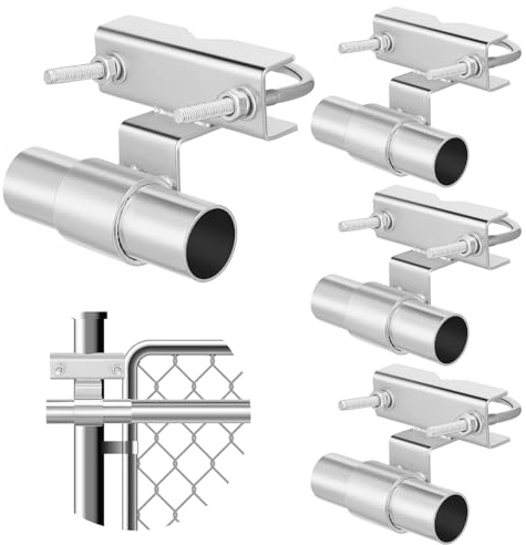 MorningRo 4 Pcs Chain Link Fence Rolling Gate Universal Rolling Sliding Gate Track Bracket Wall Mount for Diameter from 1-5/8-2-7/8 Track Pipe Post Galvanized Steel Coating