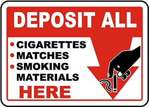 Deposit Smoking Materials Here Sign 12x16 Inch Metal Sign – Safety, Warning, or Notice Wall Decor