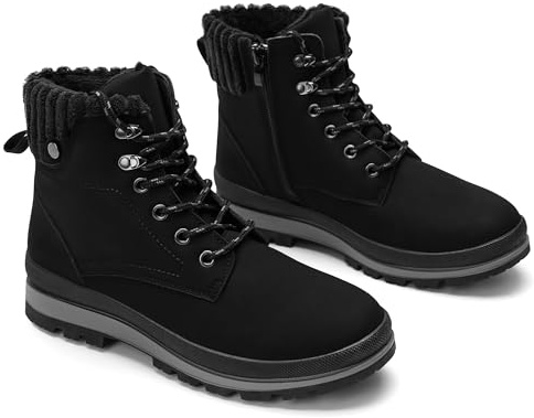 GLAMORA botas de invierno mujer impermeables con forro cálido,suela antideslizante,térmicos de piel sintética (BLACK, mediano, Adulto, Mujer, 40, Números, Sistema tallas calzado EU, mediano)