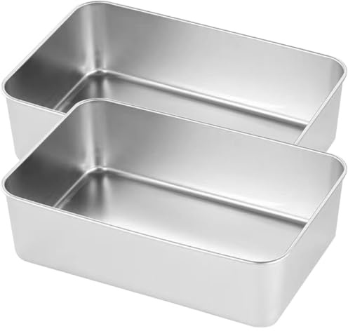 NUOBESTY Teglie per Dolci in Acciaio Inox 2 Pezzi 22X14X65 CM Set Stampi da Forno Rettangolari Antiaderenti per Torte Fai da Te Uso Domestico e Panetteria