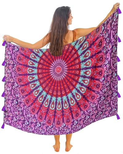 Strand Pareo för Kvinnor - Bohemisk Sarong - Baddräktsöverdrag - Omlott - Klänning - Gobeläng - Boho Chic Beach