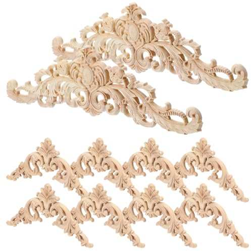 Apojgitn 10 Stycken Träornament 30 X 8 Cm, Träsnideri, Applikation, Stuckaturlister, Väggornament För Möbler, Hörn, Inlägg, Applicering