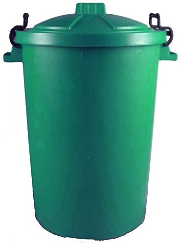 Easy Shopping 85 Litre 85L Extra Large Colour Plastic Dustbin Garden Bin Clip on Locking Lid Heavy Duty for Rubbish Recycle Waste Animal Feed Storage Unit (1, Green)
