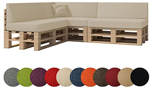 chilly pilley Palettenkissen Gartenkissen Palettenauflage Palettenpolster Indoor Outdoor Waschbar Abnehmbar Sitzkissen Rückenkissen (8er Set, Creme)