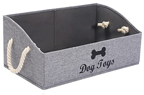 MOREZI Boîte à jouets pour animaux de compagnie en toile, très appropriée pour organiser des jouets pour chiens et des fournitures pour animaux de compagnie–Gris neige