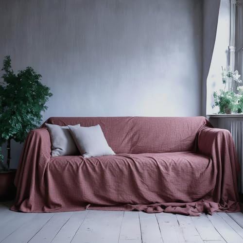 L'Emporio Casa Tela para sofá o cama, tela gruesa y robusta, de algodón Panamá, 160 x 260 - 260 x 280 - 360 x 280, tamaño maxi, sábana cubretodo de algodón, Granfoulard Made in Italy (BURDEOS, 360 x