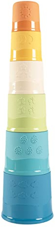Smoby Green - Magic Tower - Hauteur 40cm - 6 Gobelets - Motricité - Reconnaissance des Formes - Plastique d'origine Végétale - A Partir de 12 Mois - Fabrication Française
