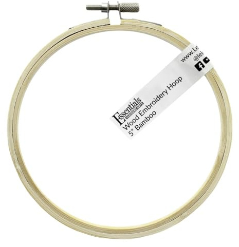 Essentials By Leisure Arts Wood Embroidery Hoop 5 Bamboo - Wooden Hoops for Crafts - Embroidery Hoop Holder Cross Stitch Cross Stitch Hoops and Frames