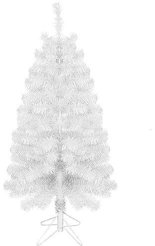 VEYLIN Small Christmas Tree, 90 CM Artificial Green Xmas Tree With Metal Stand For Christmas Decor (White)
