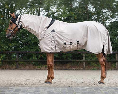 QHP Couverture anti-eczéma à capuche avec rabat ventral (105 cm, beige)