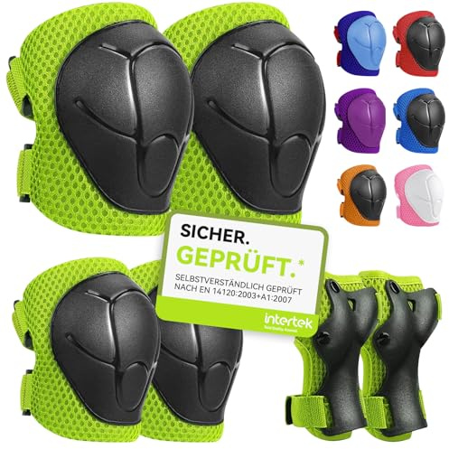 iMoebel Schonerset 6er Protektoren Schützer Set, Inliner Schutzausrüstung Protektorenset Kinder, Knieschoner Ellenbogenschoner Handschoner Verstellbar für Skaten Roller Skateboard