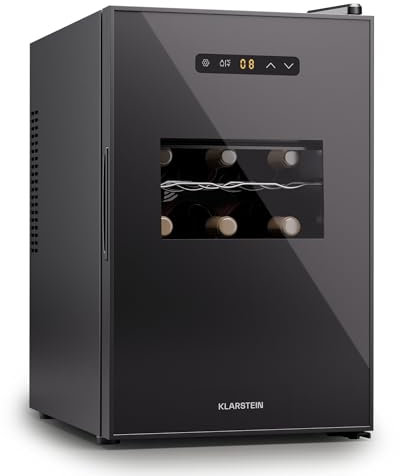 Klarstein Freistehender Weinkühlschrank 1 Zone, Getränkekühlschrank Klein, Kleiner Weinschrank, Wein-Kühlschrank Klein mit Glastür, Indoor/Outdoor Flaschenkühlschrank, Wine Fridge, 15 Flaschen
