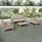 Garten-Lounge-Set mit verzinktem Eisenrahmen, Lounge-Set aus khakifarbenem Seil mit Sitzkissen, verstellbaren Füßen, glatter Glasplatte, 4er-Set, inklusive Aller Kissen (Khaki)