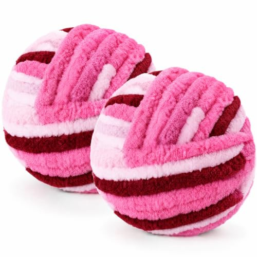 Chunky Yarn Wool 2×250g 54m, XXL Soft Fluffy Chunky Wool for Hand Knitting | 2CM Thick Jumbo Chunky Wool Balls Blanket Yarn for Scarves, Bags, Hats, Pillow, Cushion, DIY Crafts (Neon)