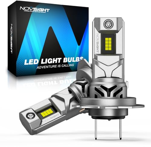 NOVSIGHT Bombilla H7 LED 90W 30000LM 6500K Canbus Lámparas LED H7 Coche Kits de Bombilla H7 para Faro Delantero, Diseño Mini Halógeno 1:1, No Requiere Adaptador, 2 Piezas