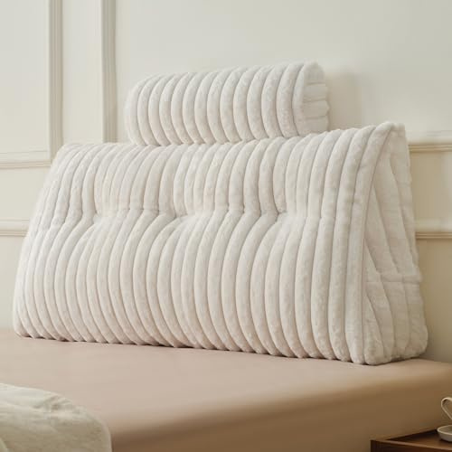 Z-hom Cuscino Schienale, Cuscino triangolare per testiera con fodera rimovibile, Cuscino da lettura per letto, cuscino schienale divano, cuscino da lettura, Varietà a fibra lunga (100 x 50 x 20 cm)