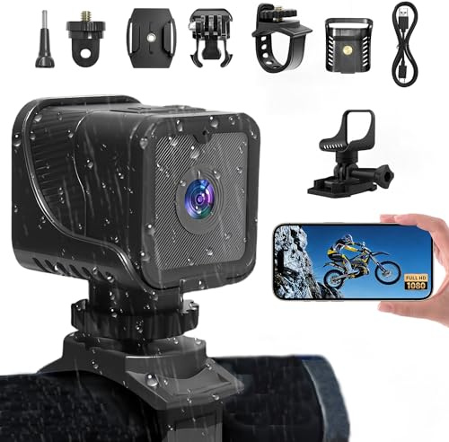 NinjaCam 1080P Dash Cam Moto, 120° Grandangolo Fotocamera Sportiva WiFi, Action Camera, Telecamera da Moto, Dash Cam con Registrazione Loop, Telecamera Sportiva Impermeabile per uso Quotidiano
