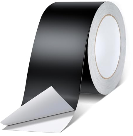 Cozary Självhäftande tejp i aluminium svart 50 mm x 50 m, vattentät och värmebeständig tätningsband för luftkanaler, isolering och ångspärr för diskmaskin, avlopp