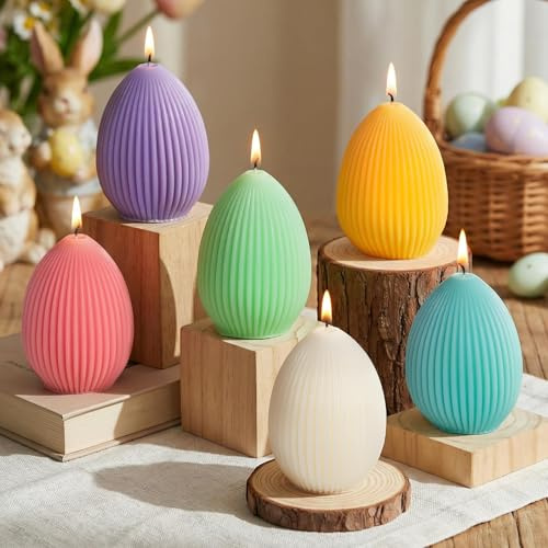 Lanpn 6 Pcs Velas Huevo de Pascua Regalo, Vela Aromáticas Flores & Frutas Aroma, 80 g Cada Una, Huevo de Pascua Candle Set, Decoración de Hogar Mesa Fiestas Primavera, Color Pastel