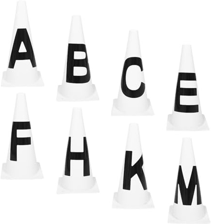 HOODANCOS 8 Pezzi Set 8 Coni di Agilità in Plastica 32Cm Lettere per Allenamento Calcio, Segnalatori Campo Sportivi per, Esercizi di velocità e Cambio Direzione all’Aperto e Indoor