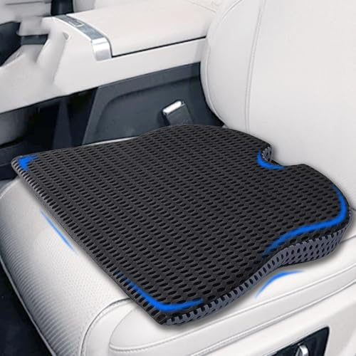 AZVFLY Car Seat Cushion Memory Foam Wedge Cushion Car Height Booster | Effective support, Anti-slip Bottom, Washable Outer Cover 4D Mesh Seat Pad with Adjustable Straps Universal for all vehicles