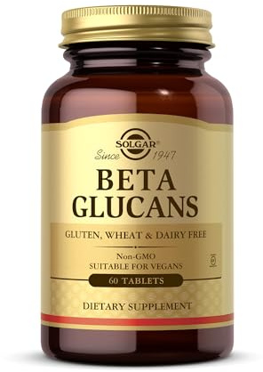 Solgar Beta 1,3 Glucans Tablets - Pack of 60 - Supports Daily Wellbeing - for Cholesterol and Cardiovascular Health - Vegan and Gluten Free, Gold