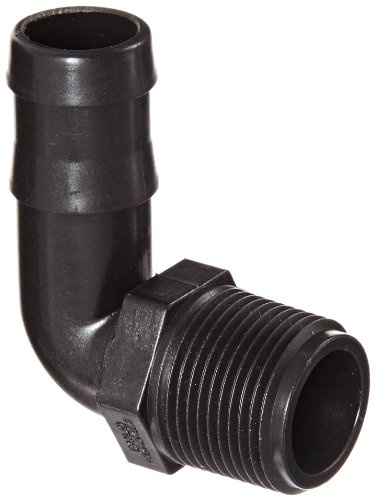 Banjo HB100-90 Polypropylene Hose Fitting, 90 Degree Elbow, 1 NPT Male x 1 Barbed