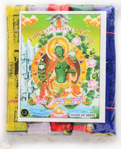 BUDDHAFIGUREN Banderas de oración budistas - algodón - 10 banderas 160 cm - Juego de 5
