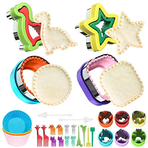 30 Pezzi Taglierine per Sandwich e Sigillante, Formine Sandwich Biscotti Stampi in Acciaio Inox Cookie Cutter con Comfort Grip Tagliabiscotti per Bambini DIY Decorazioni Dolci (30 Pezzi)