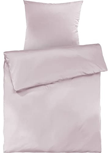 Pure Label Mako Satin Bettwäsche rosa 135 x 200 cm mit Kissenbezug 80 x 80 cm aus 100% Baumwolle - Traumhaft weiches Mako Satin Bettwäsche Set in Uni