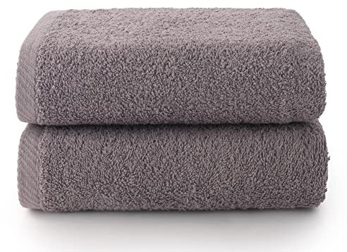 Top Towel - Plus - Toallas de baño grandes - Toallas baño - 2 toallas de mano o lavabo- 50x100 cms - Algodon 100% - Gris